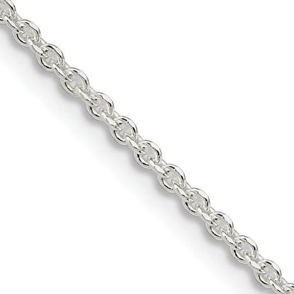 1.8mm Sterling Silver Solid Diamond Cut Cable Chain Necklace, 22 Inch